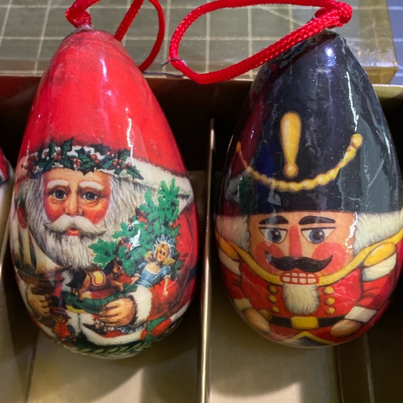 4 Vintage Decoupage Christmas Ornament Santa Reindeer Snowman Soldier - Picture 3 of 10